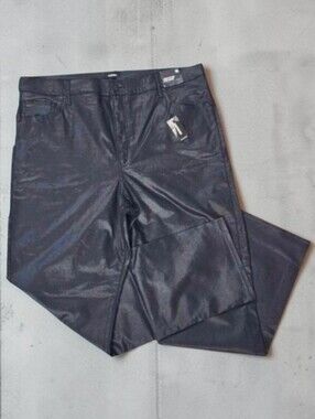 EXPRESS | MODERN STRAIGHT SUPER HIGH-RISE SHINED BLACK JEANS NWT!
